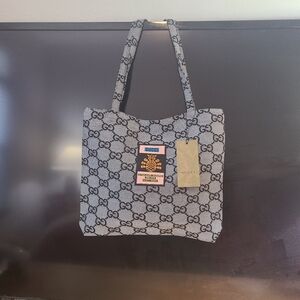 Gucci Fashion Beaute Gift With Purchase Black and Gray Monogram Fabric Tote